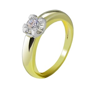 Кольцо из желтого золота с бриллиантом