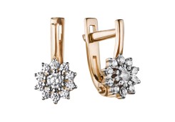 Золотые cерьги классические с фианитом