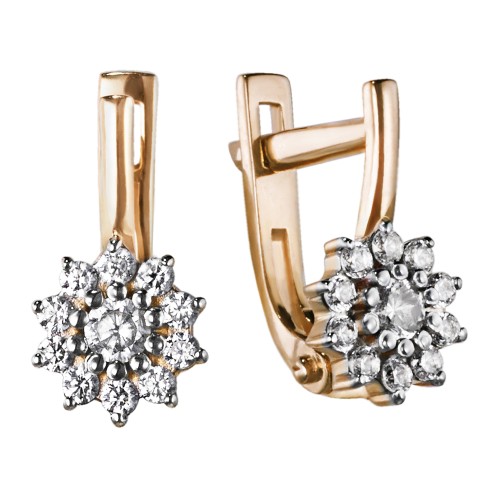 Золотые cерьги классические с фианитом