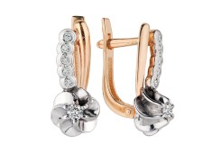 Золотые cерьги классические с бриллиантом