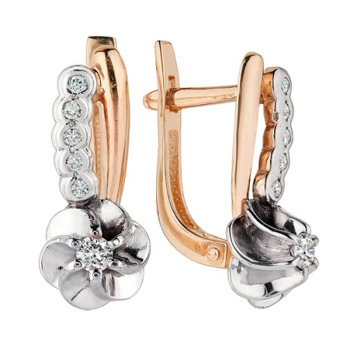 Золотые cерьги классические с бриллиантом