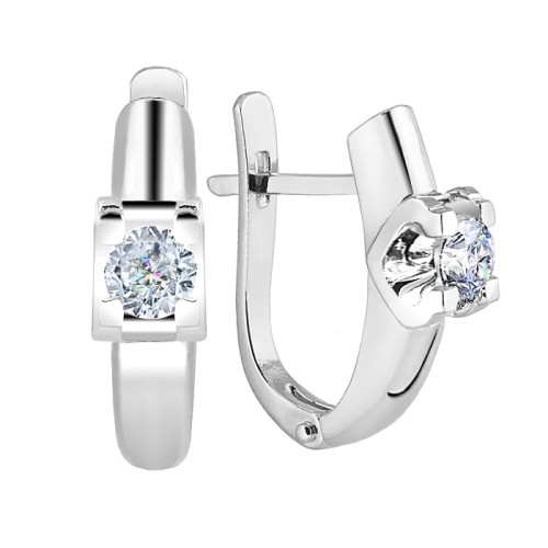 Серьги из белого золота с бриллиантом