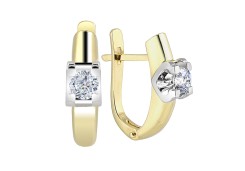 Серьги из желтого золота с бриллиантом