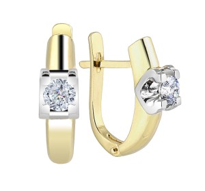 Серьги из желтого золота с бриллиантом