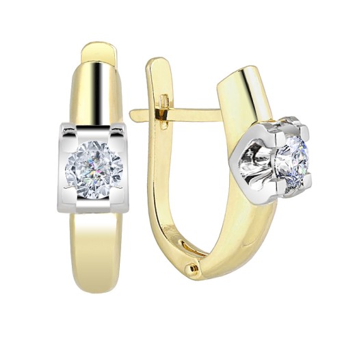 Серьги из желтого золота с бриллиантом