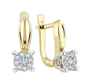 Серьги классические из желтого золота с бриллиантом