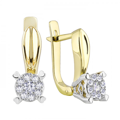 Серьги классические из желтого золота с бриллиантом