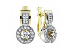Серьги классические из желтого золота с фианитом