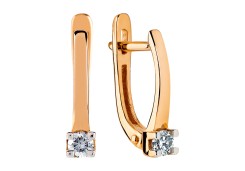 Золотые cерьги классические с бриллиантом