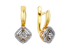 Серьги классические из желтого золота с бриллиантом