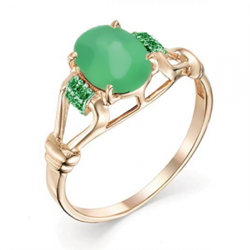 Золотое кольцо с агатом зеленым