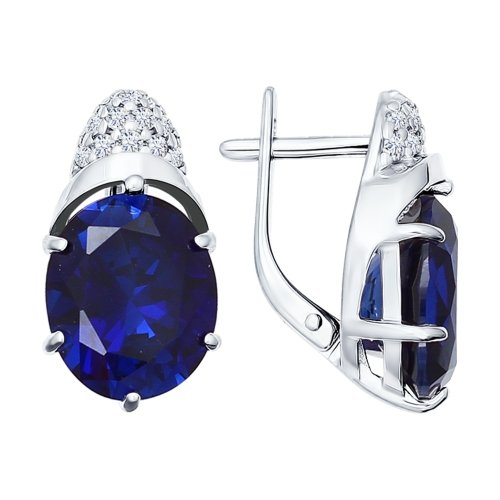 Серебряные cерьги с корундом