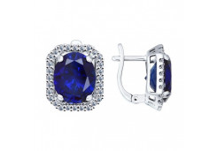 Серебряные cерьги с корундом