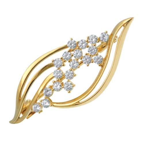 Брошь из золота с фианитом