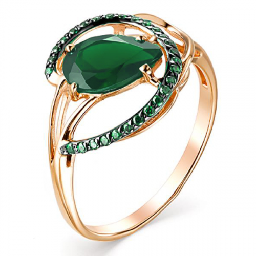 Золотое кольцо с агатом зеленым
