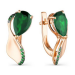 Серьги из красного золота 585 пробы с агатом зеленым