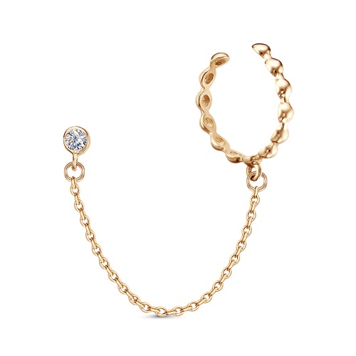 Золотые cерьги пусеты (гвоздики) с фианитом