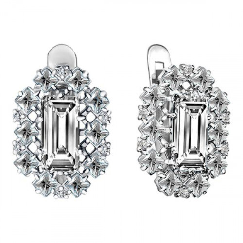 Серьги из серебра 925 пробы с фианитом