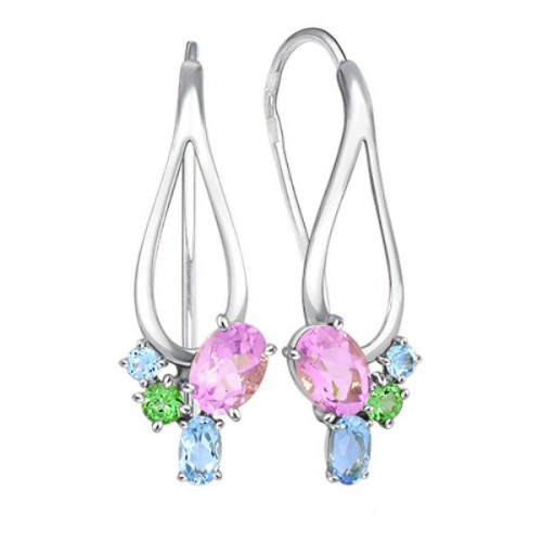 Серебряные cерьги классические с фианитом