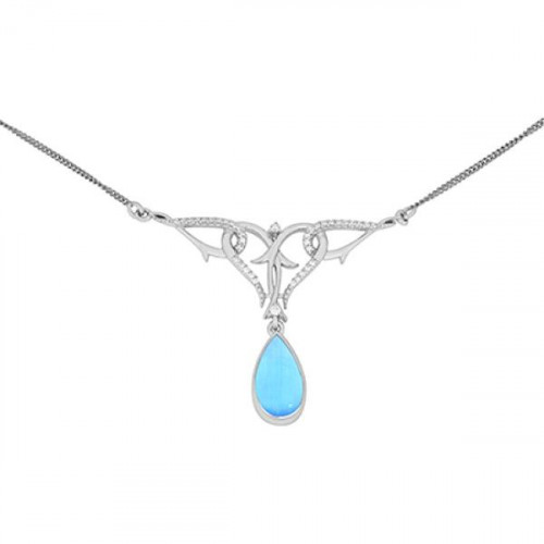 Серебряное колье с кошачим глазом
