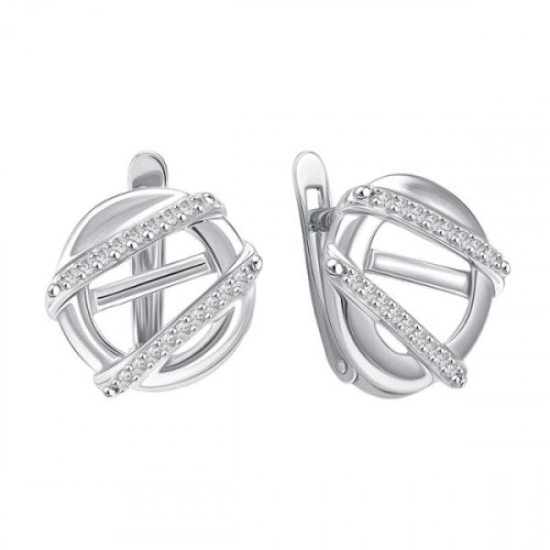 Серебряные cерьги классические с фианитом