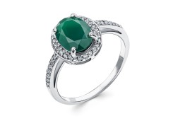 Серебряное кольцо с агатом зеленым