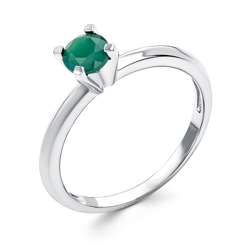 Серебряное кольцо с агатом зеленым