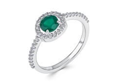 Серебряное кольцо с агатом зеленым