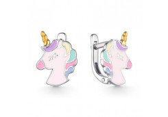 Серебряные cерьги классические с эмалью