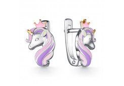 Серебряные cерьги классические с эмалью