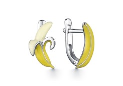 Серебряные cерьги классические с эмалью