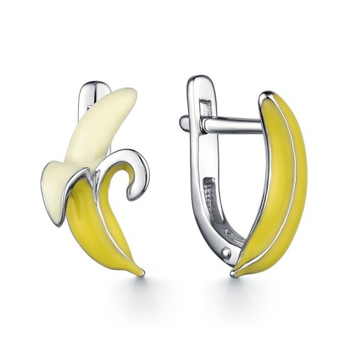 Серебряные cерьги классические с эмалью