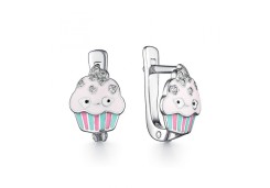 Серебряные cерьги классические с эмалью