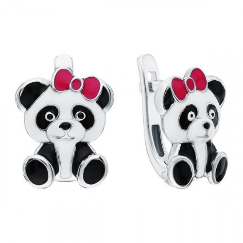 Серебряные cерьги классические с эмалью