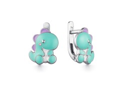 Серебряные cерьги классические с эмалью