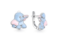 Серебряные cерьги классические с эмалью