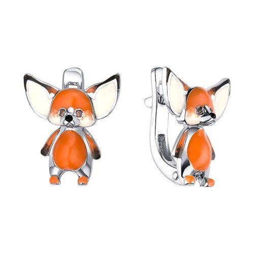 Серебряные cерьги классические с эмалью