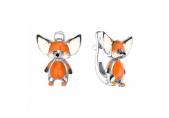 Серебряные cерьги классические с эмалью