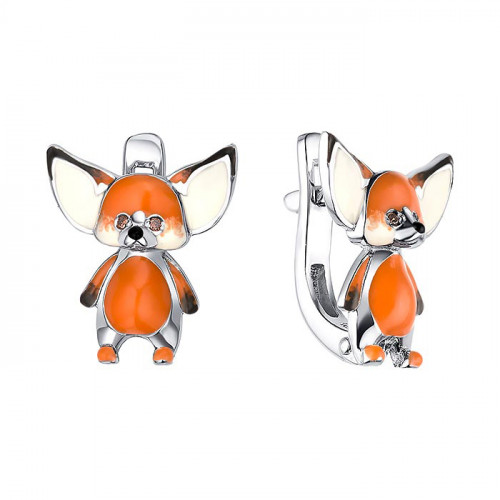 Серебряные cерьги классические с эмалью