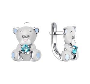 Серебряные cерьги классические с эмалью