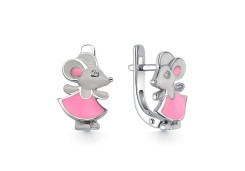 Серебряные cерьги классические с эмалью