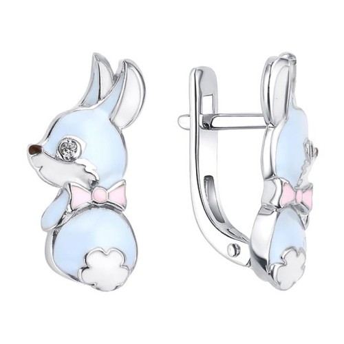 Серебряные cерьги классические с эмалью