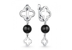 Серебряные cерьги висячие с агатом