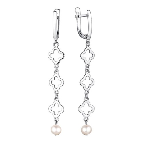 Серебряные cерьги висячие с жемчугом