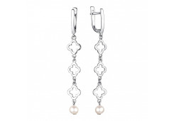 Серебряные cерьги висячие с жемчугом