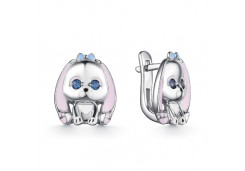 Серебряные cерьги классические с эмалью