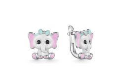 Серебряные cерьги классические с эмалью