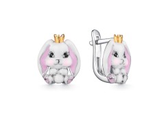 Серебряные cерьги классические с эмалью