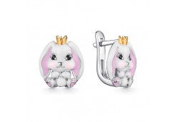 Серебряные cерьги классические с эмалью