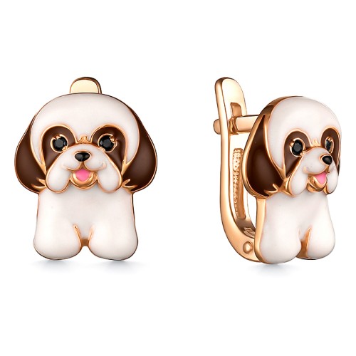 Серебряные cерьги классические с позолотой с эмалью